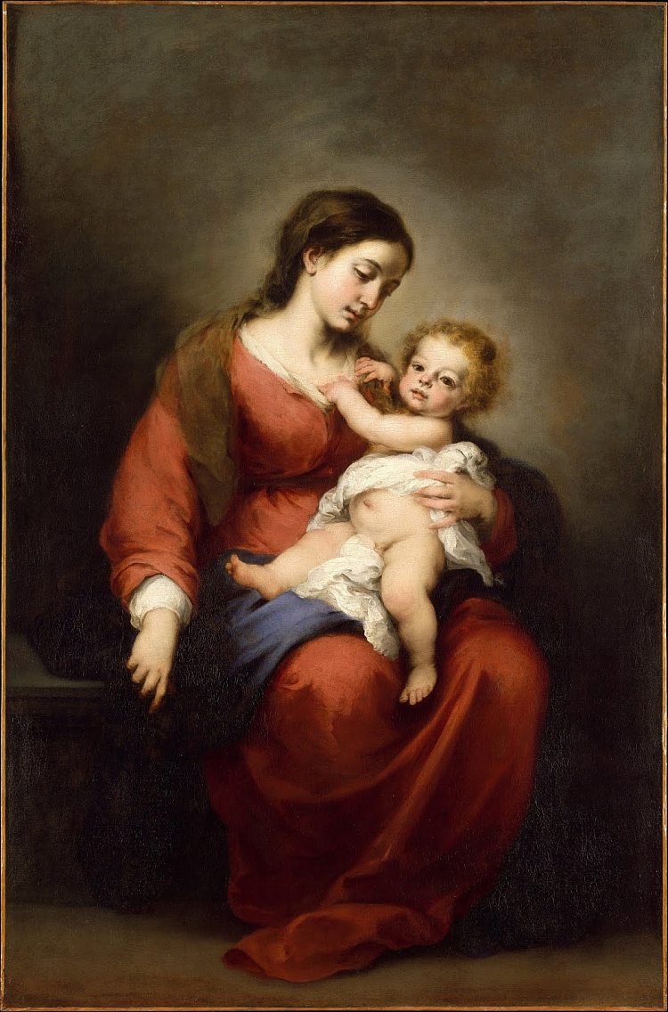 处女与圣婴 Virgin and Child (c.1675 - 1680)，巴托洛梅·埃斯特万·穆立罗