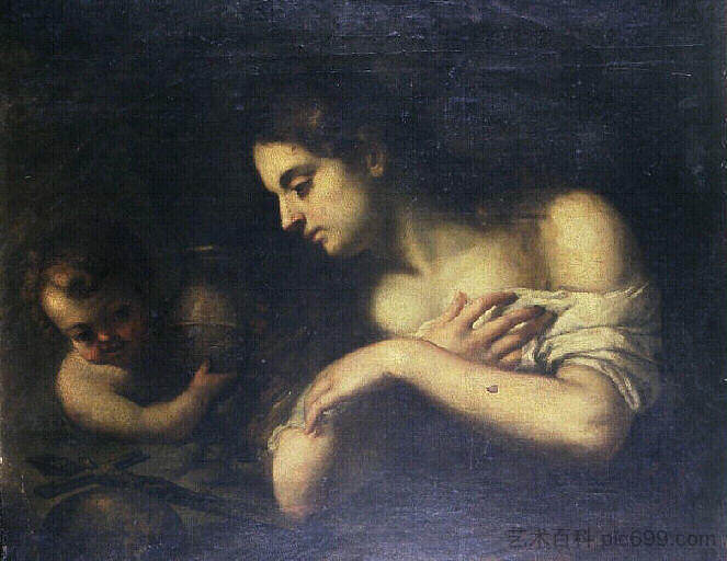 与天使一起悔改抹大拉 Repentant Magdalene with an angel,巴托洛梅·埃斯特万·穆立罗
