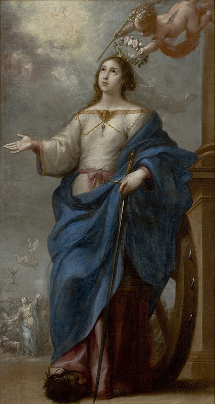 亚历山大的圣凯瑟琳 Saint Catherine of Alexandria (1650 - 1655)，巴托洛梅·埃斯特万·穆立罗