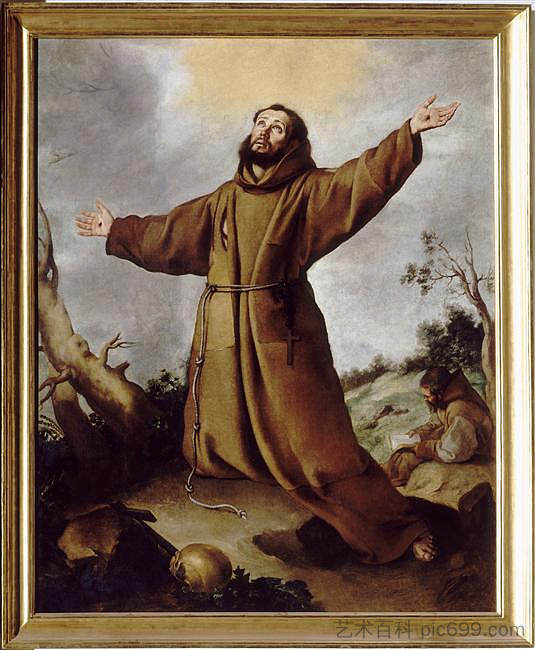 阿西西的圣弗朗西斯接受圣痕 Saint Francis of Assisi Receiving the Stigmata (c.1680)，巴托洛梅·埃斯特万·穆立罗