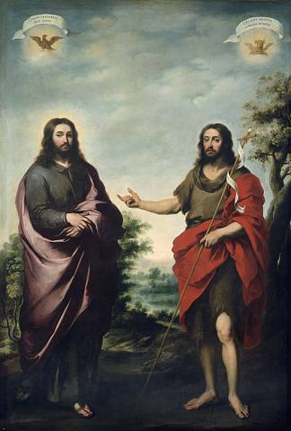 施洗者圣约翰指向基督 Saint John the Baptist Pointing to Christ (c.1655; Spain                     )，巴托洛梅·埃斯特万·穆立罗