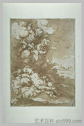 睡在十字架上的圣婴 The Christ Child asleep on the Cross (c.1670)，巴托洛梅·埃斯特万·穆立罗