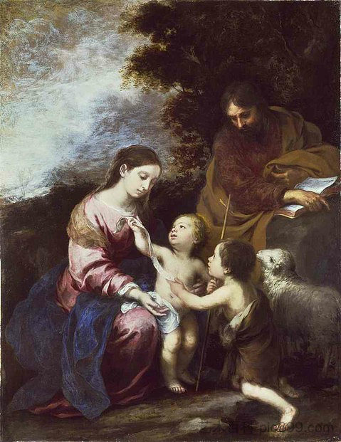 圣家与婴儿浸信会 The Holy Family with the Infant Baptist (c.1670)，巴托洛梅·埃斯特万·穆立罗