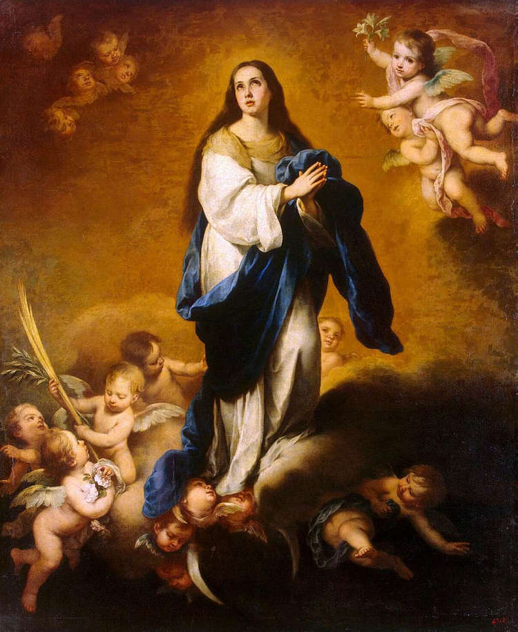 圣母无原罪（布面油画） The Immaculate Conception (oil on canvas) (1645 - 1655)，巴托洛梅·埃斯特万·穆立罗