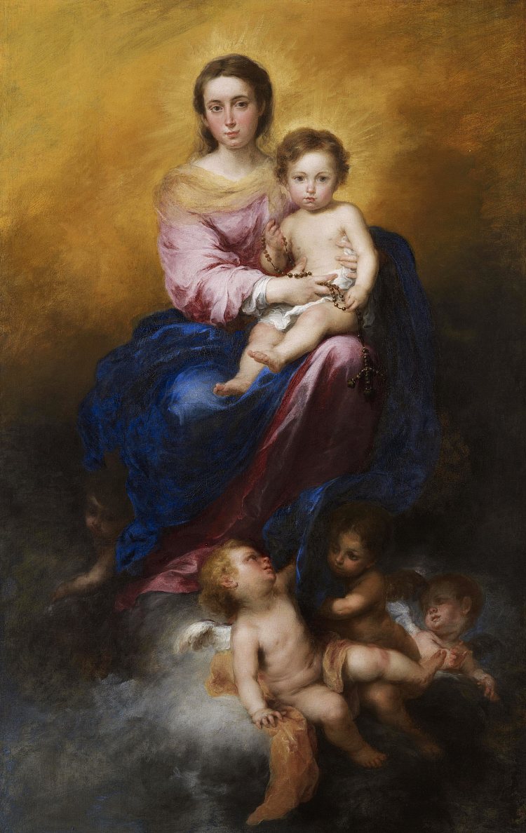 玫瑰经的麦当娜 The Madonna of the Rosary (c.1680)，巴托洛梅·埃斯特万·穆立罗