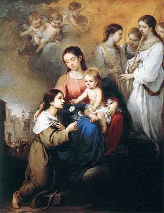 圣母子与圣罗莎琳娜 The Virgin and Child with St. Rosalina (1670)，巴托洛梅·埃斯特万·穆立罗
