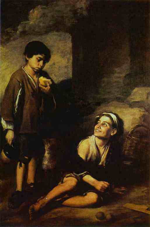两个农民男孩 Two Peasant Boys (c.1668 - 1670)，巴托洛梅·埃斯特万·穆立罗