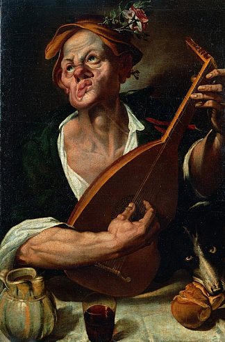 弹琵琶的怪诞男人 Grotesque Man who plays a Lute (1580)，巴尔托洛梅奥·帕塞罗蒂