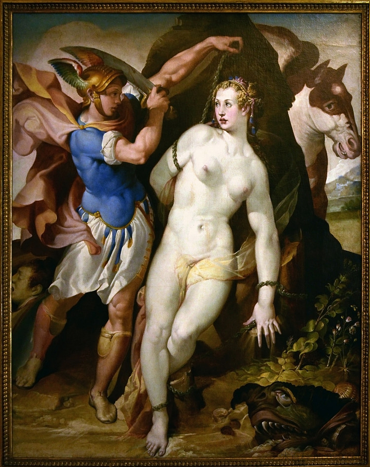 英仙座释放仙女座 Perseus frees Andromeda (c.1572 - c.1575)，巴尔托洛梅奥·帕塞罗蒂