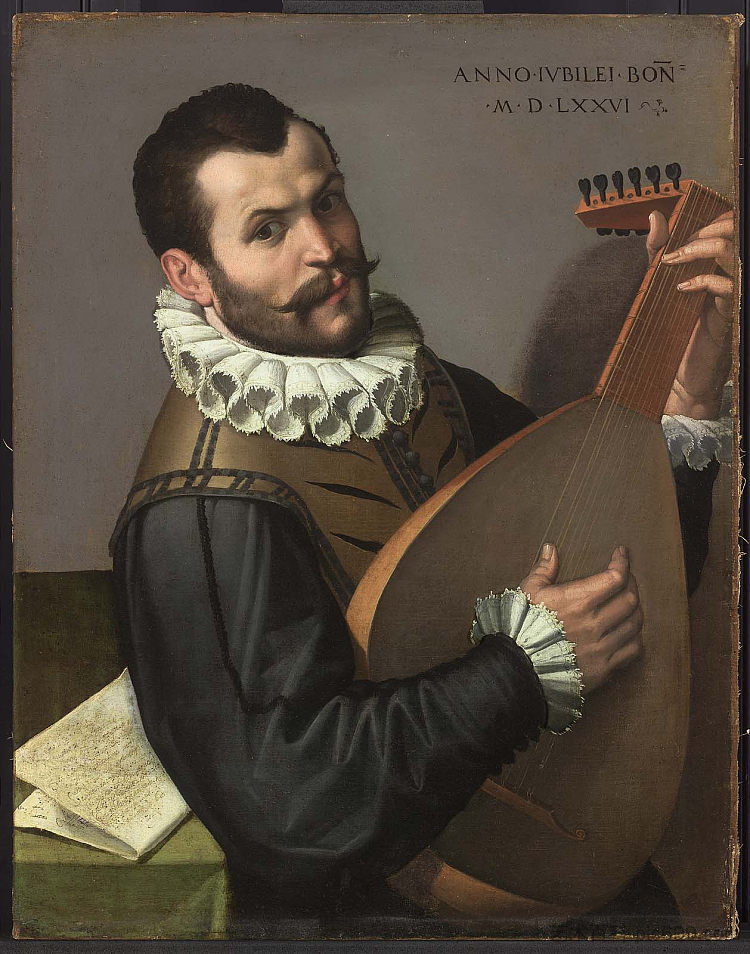 弹琵琶的男人的肖像 Portrait of a Man Playing a Lute (1576),巴尔托洛梅奥·帕塞罗蒂