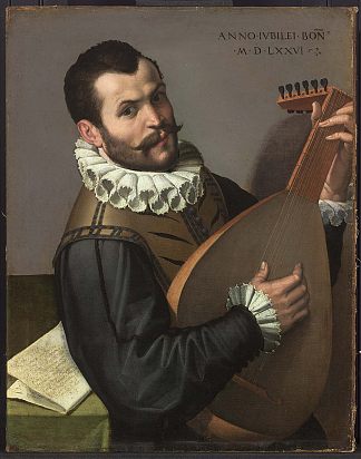 弹琵琶的男人的肖像 Portrait of a Man Playing a Lute (1576)，巴尔托洛梅奥·帕塞罗蒂