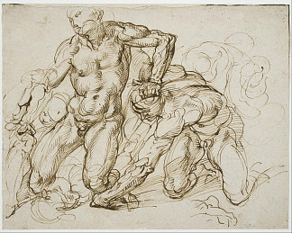 男性裸体打斗研究 Study of Male Nudes Fighting (c.1563 – c.1572)，巴尔托洛梅奥·帕塞罗蒂