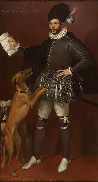 骑士和他的猎犬的肖像 Portrait of a Cavalier with his Hunting Dogs (c.1570 – c.1580)，巴尔托洛梅奥·帕塞罗蒂
