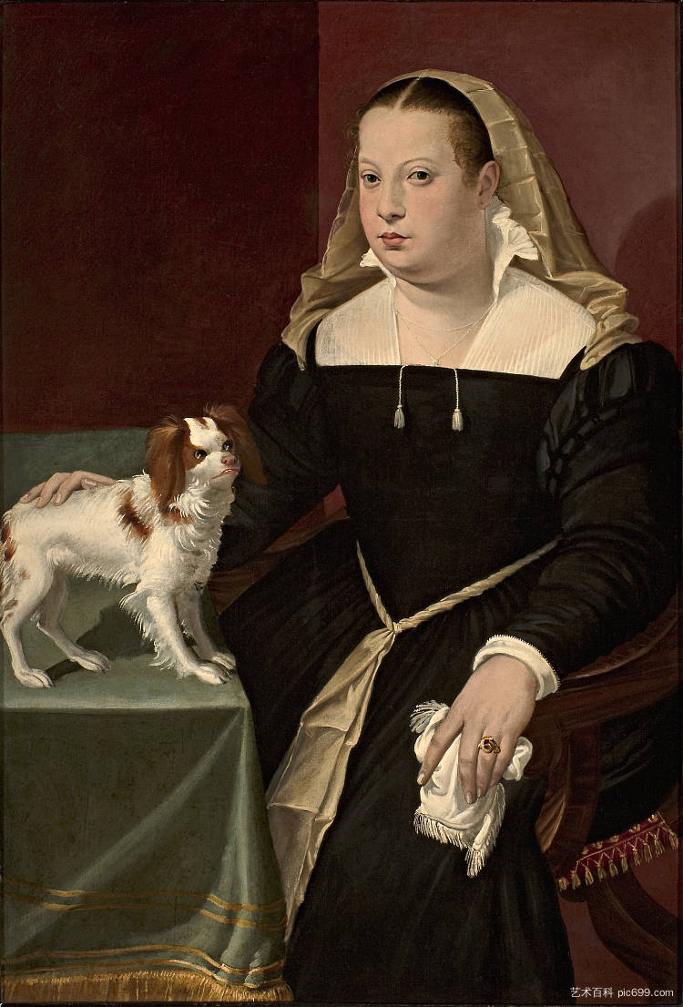 一位女士与狗的肖像 Portrait of a Lady with a Dog (c.1565 - c.1569)，巴尔托洛梅奥·帕塞罗蒂