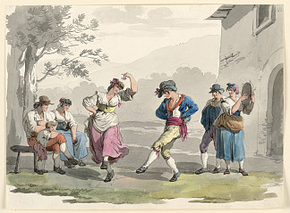 罗马附近的跳舞农民 Dancing Peasants in the Neighborhood of Rome (1808)，巴尔托洛梅奥·皮内利