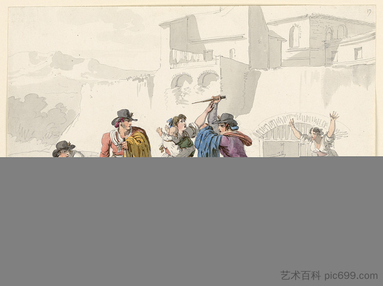 蒂沃利的国内纠纷 A Domestic Dispute in Tivoli (1808)，巴尔托洛梅奥·皮内利