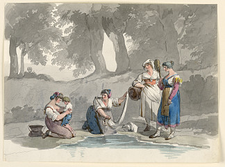 在罗马附近山区的一条小溪里 At a Stream in the Mountains near Rome (1808)，巴尔托洛梅奥·皮内利