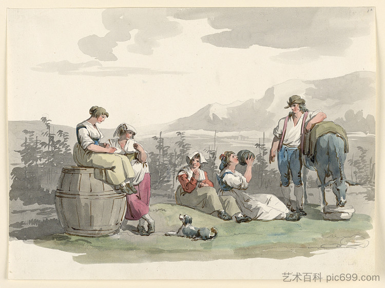 在年份期间休息 Rest During the Vintage (1808)，巴尔托洛梅奥·皮内利