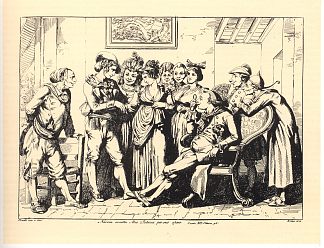 努西亚接受梅奥·帕塔卡为她的丈夫（图版 52/52） Nuccia accepts Meo Patacca for her husband (Plate 52/52) (1823; Rome,Italy                     )，巴尔托洛梅奥·皮内利