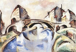 城市景观与桥梁 Cityscape with Bridge (1910)，贝拉卡达尔