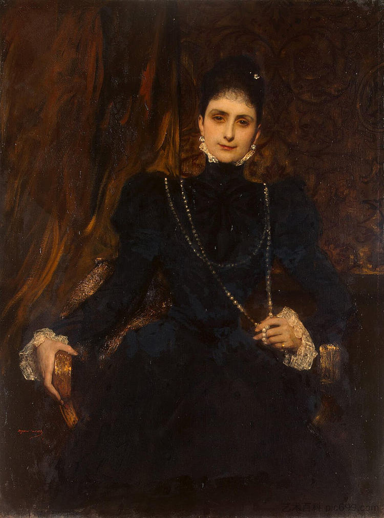 M.S.德维兹夫人的肖像 Portrait of Mme M. S. Derviz (1899)，本杰明·康斯坦斯