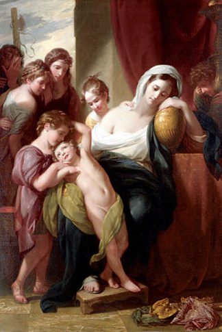 阿格里皮娜和她的孩子们为日耳曼尼库斯的骨灰哀悼 Agrippina and Her Children Mourning over the Ashes of Germanicus (1773)，本杰明·韦斯特