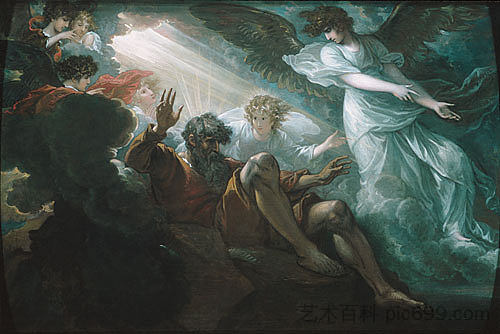 摩西展示了应许之地 Moses Shown the Promised Land (1801)，本杰明·韦斯特