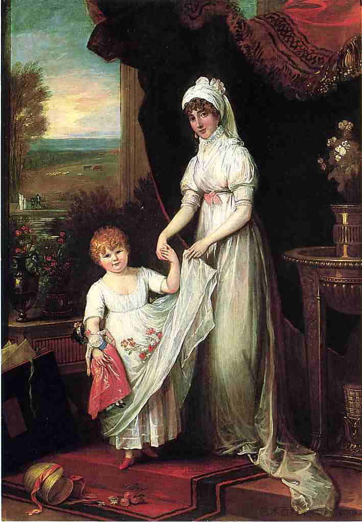 托马斯·凯斯夫人和她的女儿 Mrs. Thomas Keyes and Her Daughter (c.1806)，本杰明·韦斯特