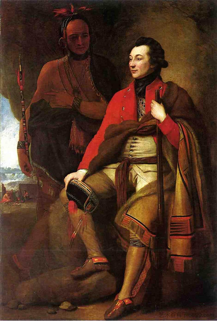 盖伊·约翰逊上校和卡龙亨泰的肖像 Portrait of Colonel Guy Johnson and Karonghyontye (1776)，本杰明·韦斯特