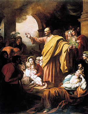 圣彼得在五旬节讲道 St. Peter Preaching at Pentecost，本杰明·韦斯特