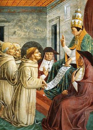 无辜之梦III和规则的确认（细节） Dream of Innocent III and the Confirmation of the Rule (detail) (1452)，贝诺佐·哥佐利