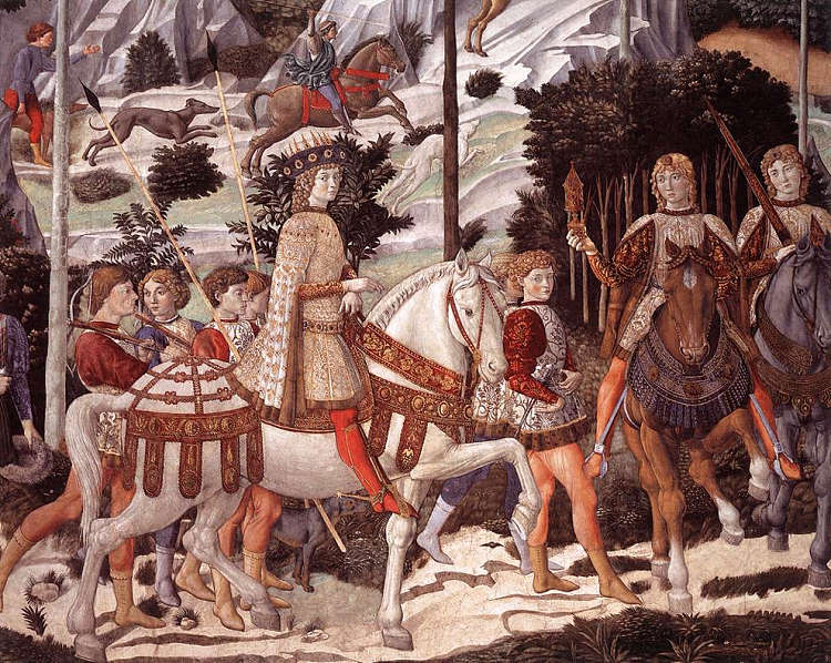 马古斯巴尔萨泽的游行（细节） Procession of the Magus Balthazar (detail) (1459 - 1461)，贝诺佐·哥佐利