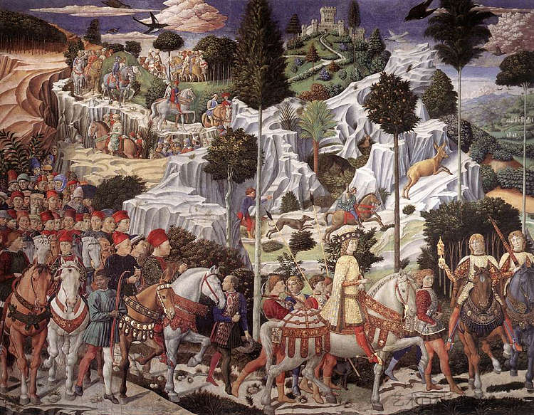 马古斯巴尔萨泽的游行（细节） Procession of the Magus Balthazar (detail) (1459 - 1461)，贝诺佐·哥佐利