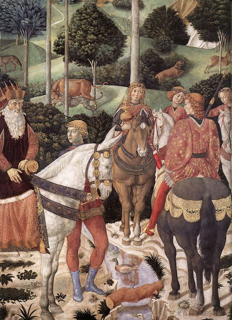 马古斯·卡斯帕尔游行（细节） Procession of the Magus Caspar (detail) (1459 - 1461)，贝诺佐·哥佐利