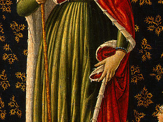 圣厄休拉与天使和捐赠者（局部） Saint Ursula with Angels and Donor (detail) (1455)，贝诺佐·哥佐利