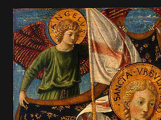 圣厄休拉与天使和捐赠者（局部） Saint Ursula with Angels and Donor (detail) (1455)，贝诺佐·哥佐利