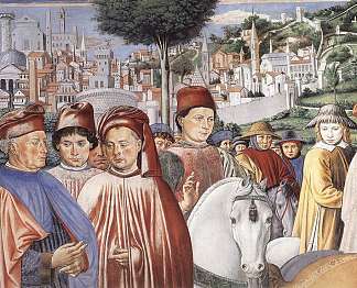 圣奥古斯丁启程前往米兰（局部） St. Augustine Departing for Milan (detail) (1464 – 1465)，贝诺佐·哥佐利