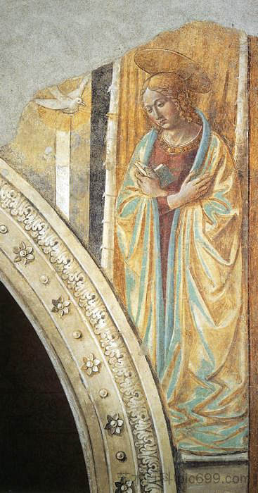探访会幕: 天使报喜: 马利亚 Tabernacle of the Visitation: Annunciation: Mary (1491),贝诺佐·哥佐利