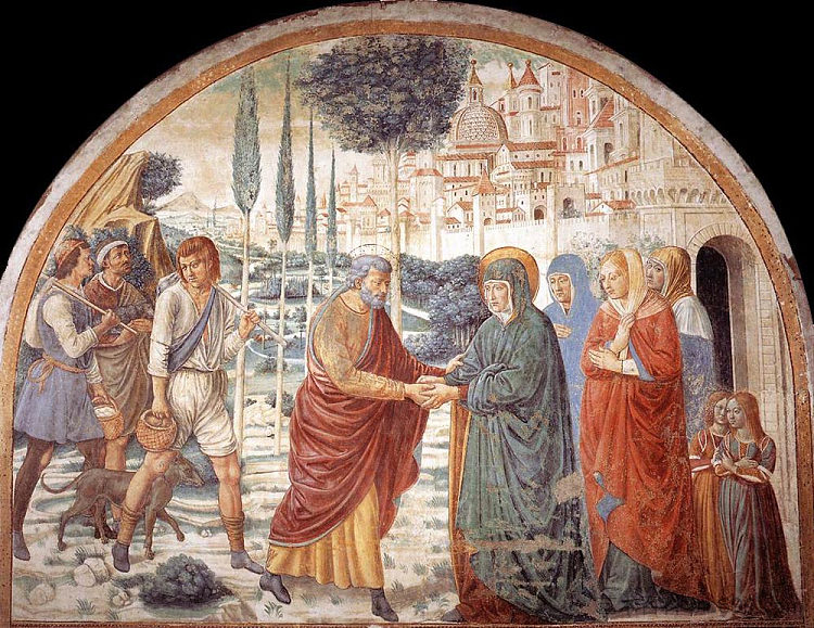 探访会幕:在金门聚会 Tabernacle of the Visitation: Meeting at the Golden Gate (1491),贝诺佐·哥佐利