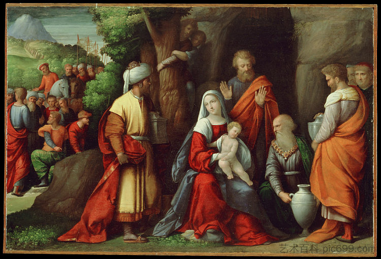 贤士的崇拜 Adoration of the Magi (1534)，本韦努托·蒂西