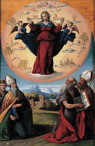 荣耀与圣者的麦当娜 Madonna in Glory and Holy Ones (1525)，本韦努托·蒂西