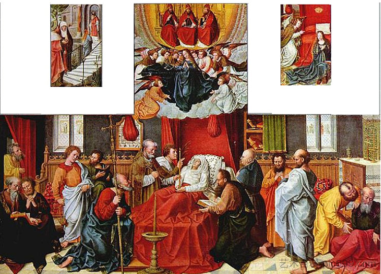 息肉与圣母之死 Polyptych with Death of the Virgin (1520)，伯纳德·范·奥利