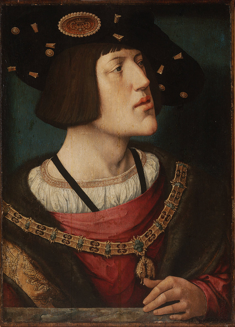 神圣罗马帝国皇帝查理五世的肖像 Portrait of Charles V, Holy Roman Emperor (c.1516)，伯纳德·范·奥利