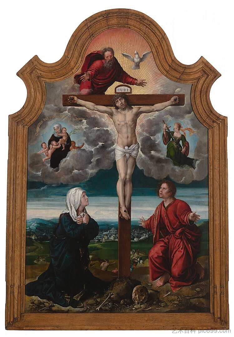 基督在马利亚和约翰之间的十字架上 Christ on the cross between Mary and John，伯纳德·范·奥利