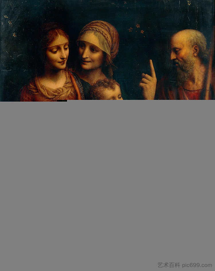 圣家与圣安妮和约翰 The Holy Family with Saints Anne and John (c.1520; Italy ),贝纳迪诺·卢伊尼
