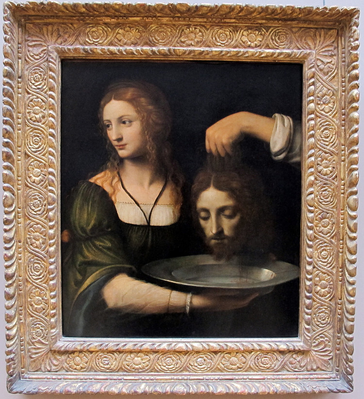 莎乐美与施洗者圣约翰的头 Salome with the Head of St. John the Baptist (c.1510 - c.1520)，贝纳迪诺·卢伊尼