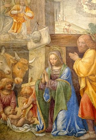 牧羊人的诞生和天使报喜 Nativity and Annunciation to the Shepherds，贝纳迪诺·卢伊尼