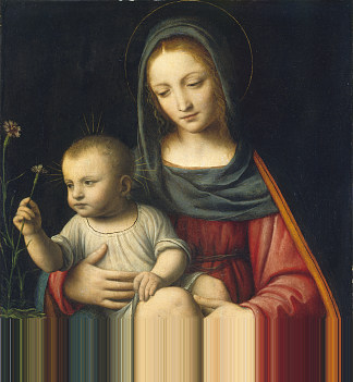 康乃馨圣母 Madonna of the Carnation (c.1515; Italy                     )，贝纳迪诺·卢伊尼