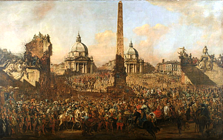 波兰瓦迪斯瓦夫四世的使者耶日·奥索林斯基与教皇乌尔班八世一起进入罗马 Entry into Rome of Jerzy Ossolinski, Emissary of Wladyslaw IV of Poland with Pope Urban VIII (1778)，贝尔纳多·贝洛托