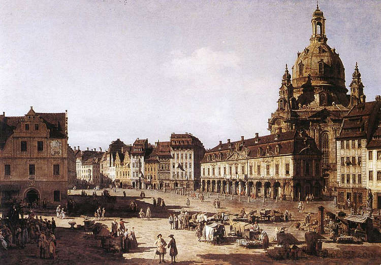 德累斯顿新集市广场 New Market Square in Dresden (1750)，贝尔纳多·贝洛托